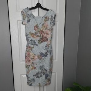 Adrianna Papell Floral Midi Dress in Pastel Hues